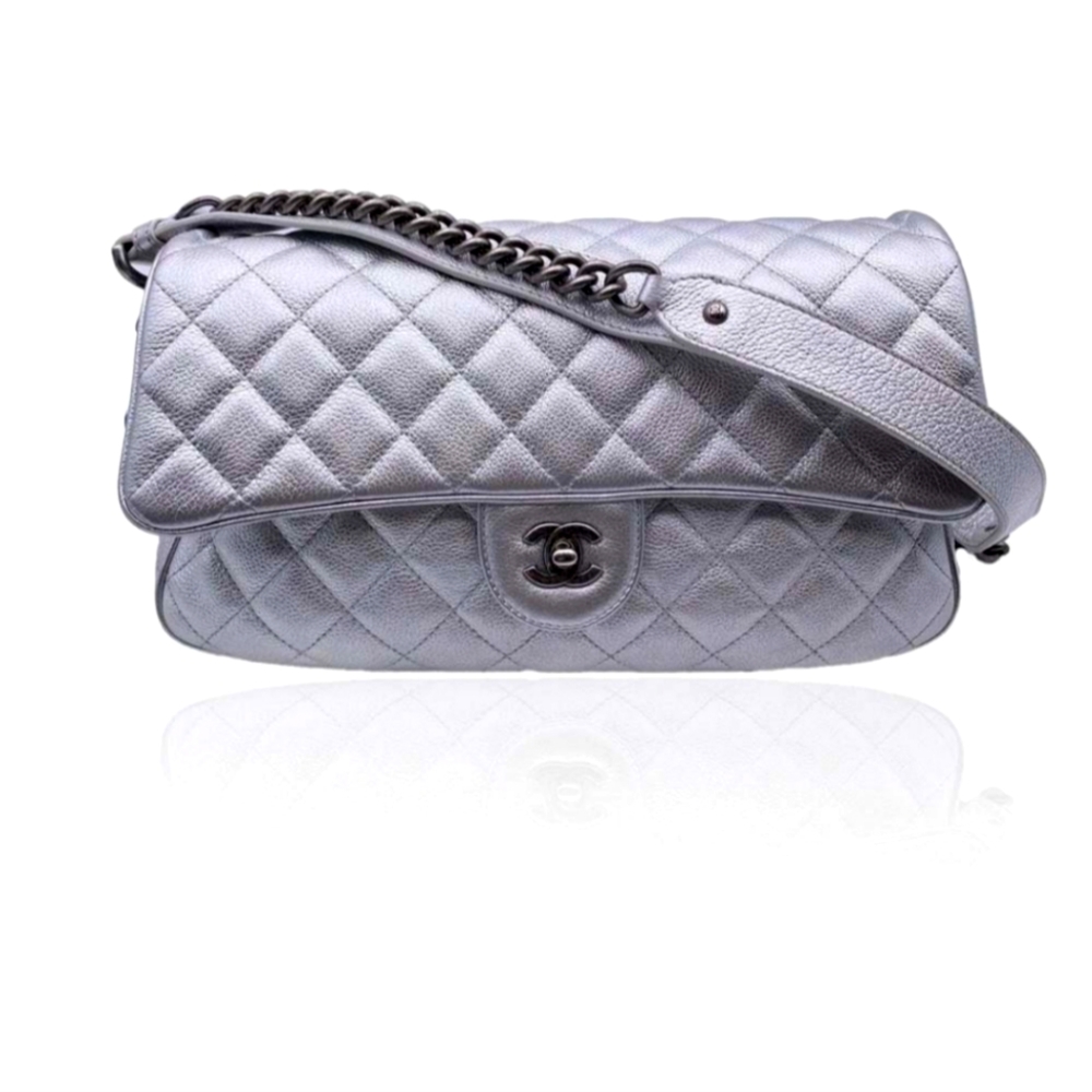 CHANEL Chanel Shoulder Bag Easy Flap Bag Authentic  airline quilted silver bag